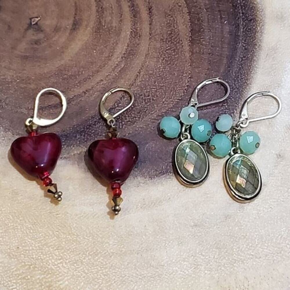 Handmade‎ jeweled lever back earrings